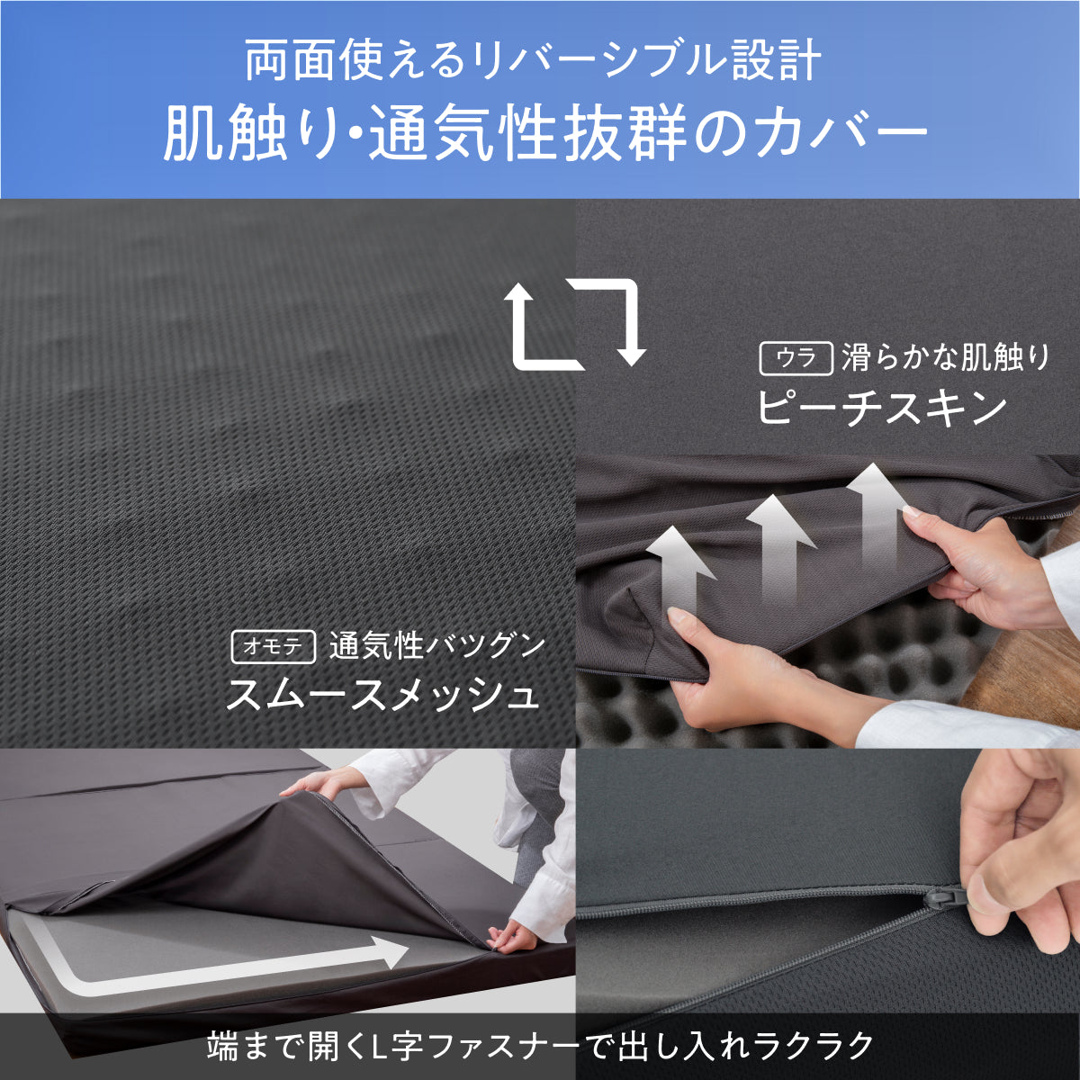【高い通気性と体圧分散】三つ折りマットレス タイプB 高通気×体圧分散3層