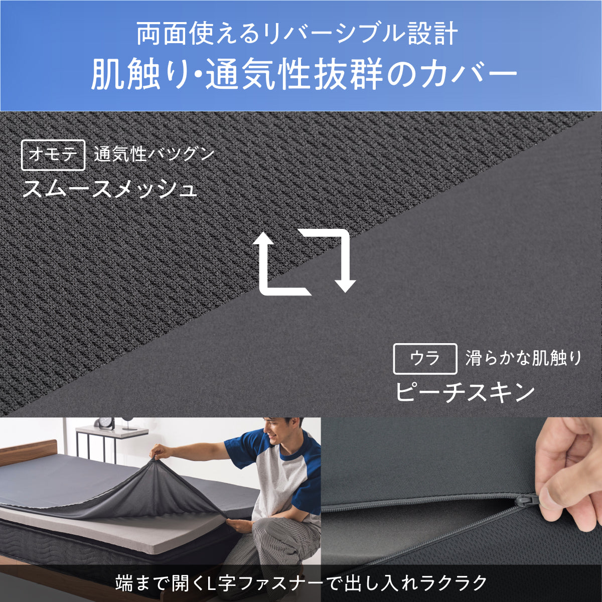 【超軽量!乗せるだけ簡単寝心地改善 厚み5cm】高反発マットレス フラットタイプ