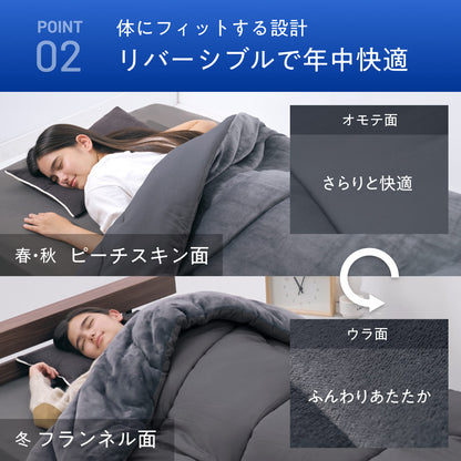 【毎日の眠りを快適にする肌触りと保温力】アルミフランネル掛け布団