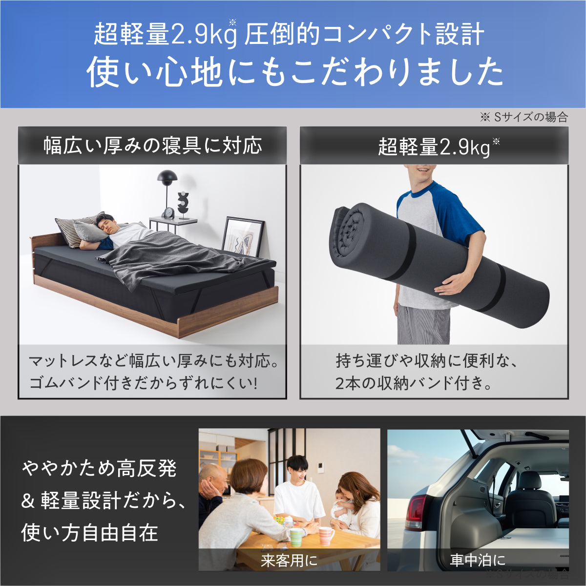 【超軽量!乗せるだけ簡単寝心地改善 厚み5cm】高反発マットレス フラットタイプ