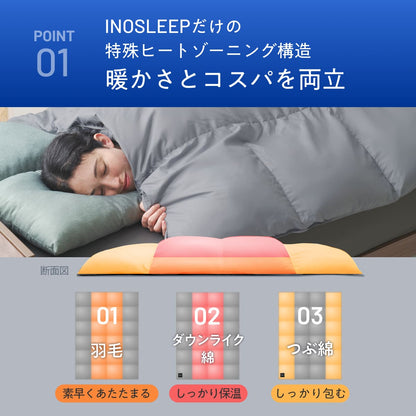 【羽毛とダウンライク綿で暖かさのいいとこ取り】羽毛ハイブリッド掛け布団