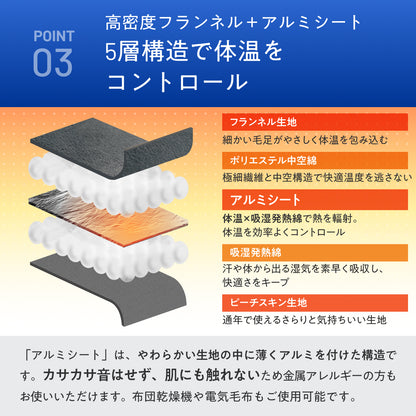 【毎日の眠りを快適にする肌触りと保温力】アルミフランネル掛け布団